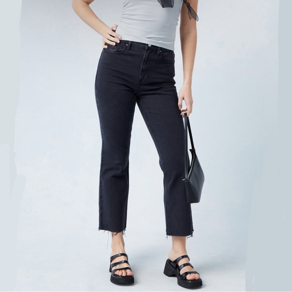 NWT PacSun Eco Stretch Black High Waisted Cropped Bootcut Jeans, 26